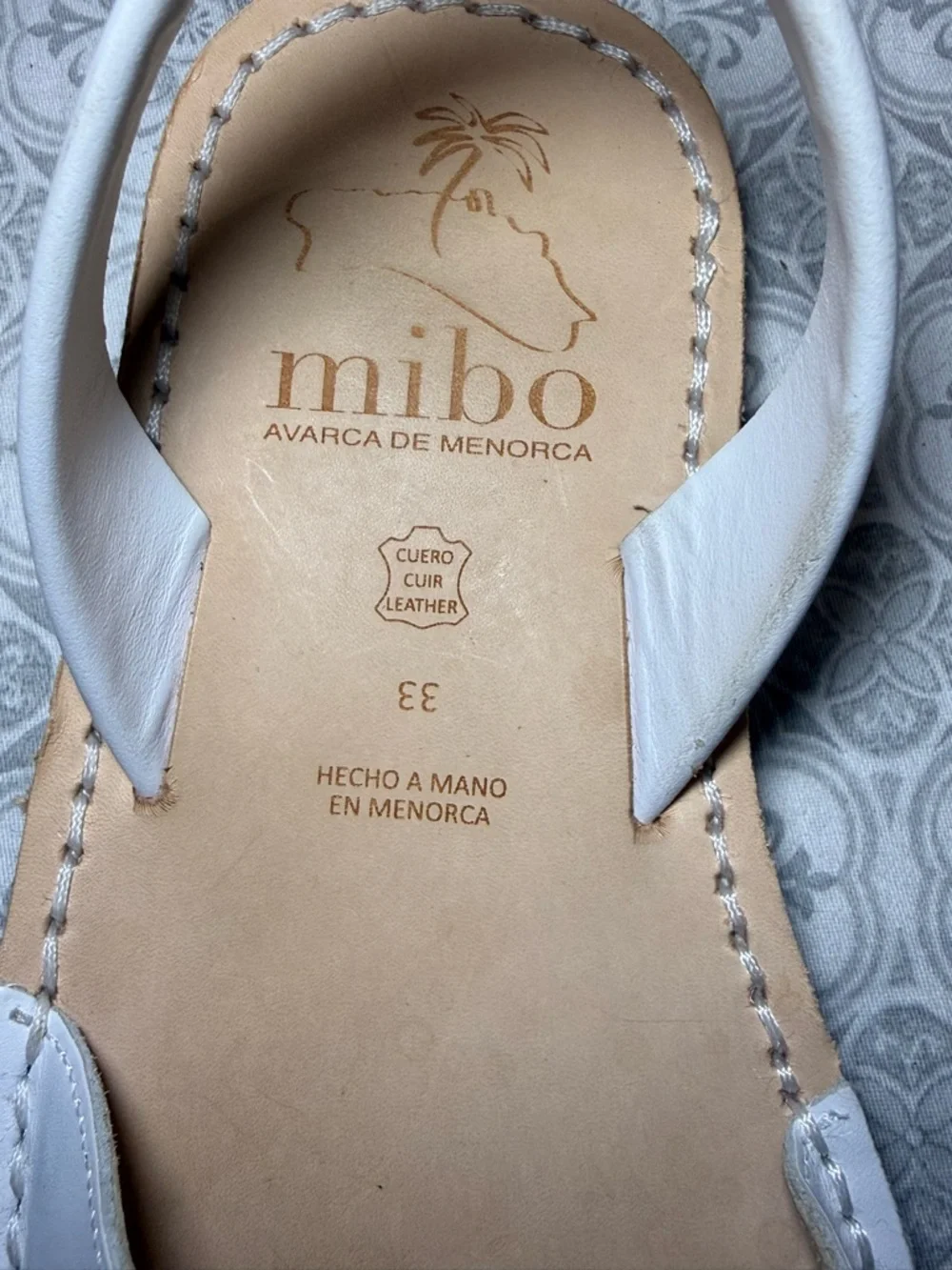 MIBO AVARCAS WHITE MENORCAN SANDALS SiZe 33 = US 1.5Y or US 2Y